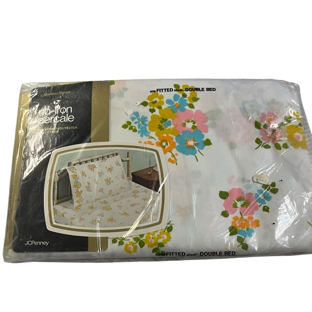 Vintage Floral Double Bed Fitted Sheet Deadstock set